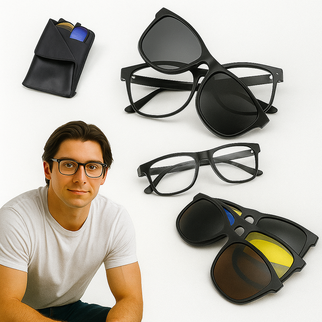 Visión Total 6-en-1 – ¡Unas gafas, todas las soluciones! Protección, estilo y comodidad en un solo accesorio.