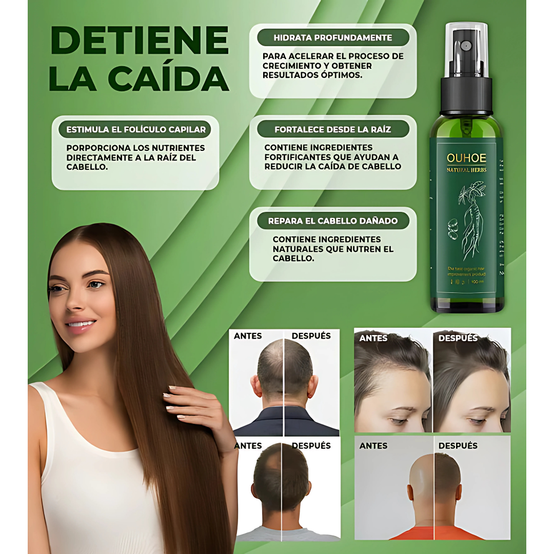 Tratamiento natural para estimular el crecimiento y detener la caída del cabello ¡Compre 1 y llévese 2!