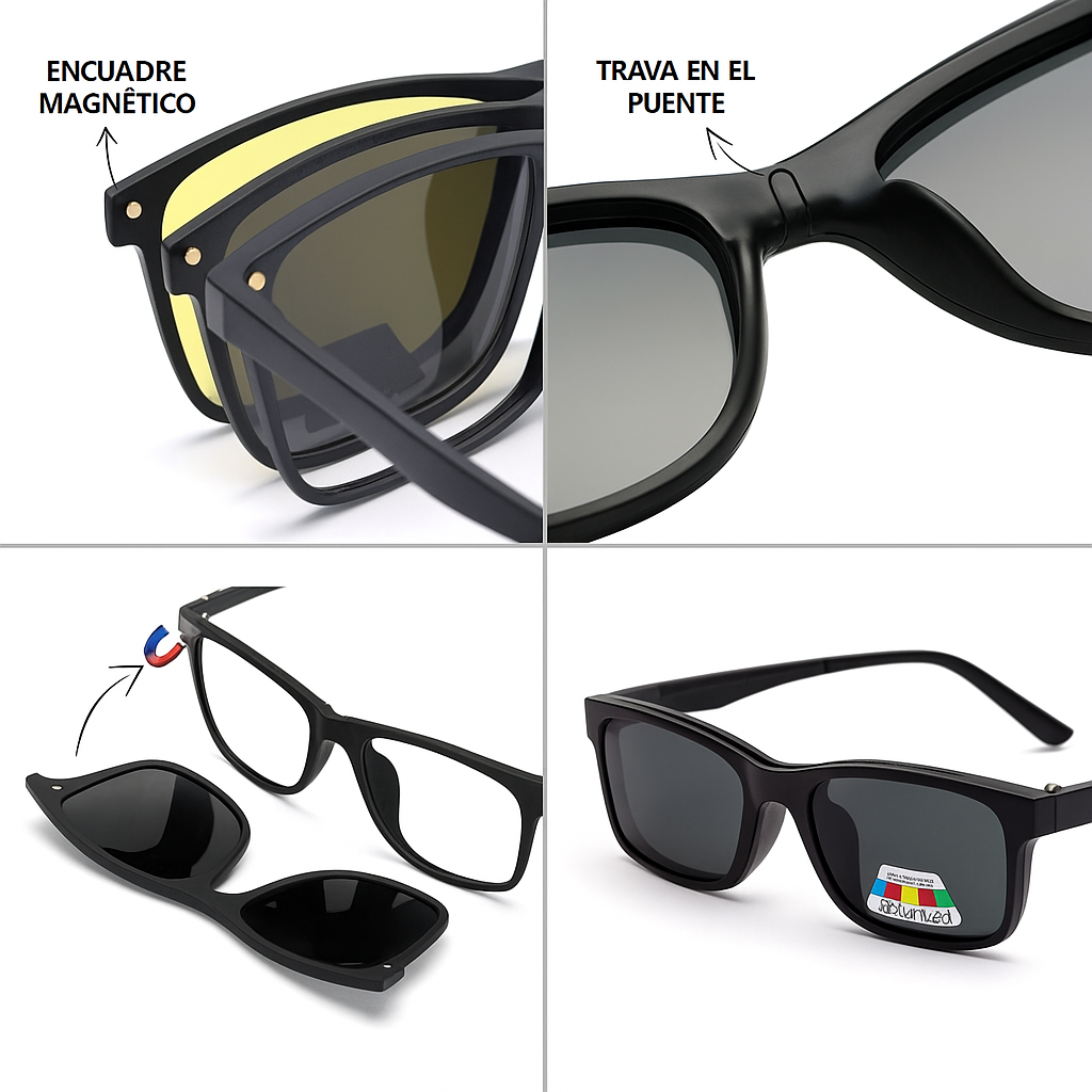 Visión Total 6-en-1 – ¡Unas gafas, todas las soluciones! Protección, estilo y comodidad en un solo accesorio.