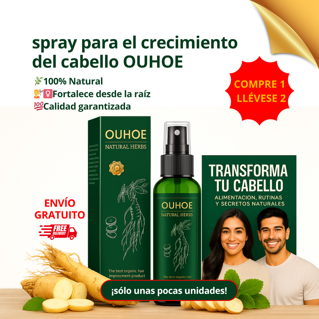 Tratamiento natural para estimular el crecimiento y detener la caída del cabello ¡Compre 1 y llévese 2!