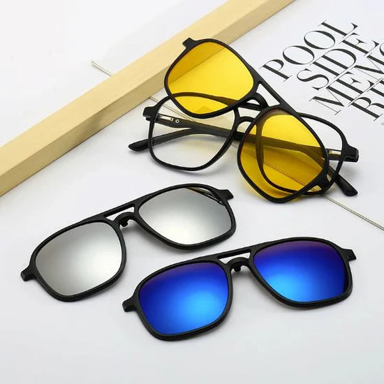 Visión Total 6-en-1 – ¡Unas gafas, todas las soluciones! Protección, estilo y comodidad en un solo accesorio.